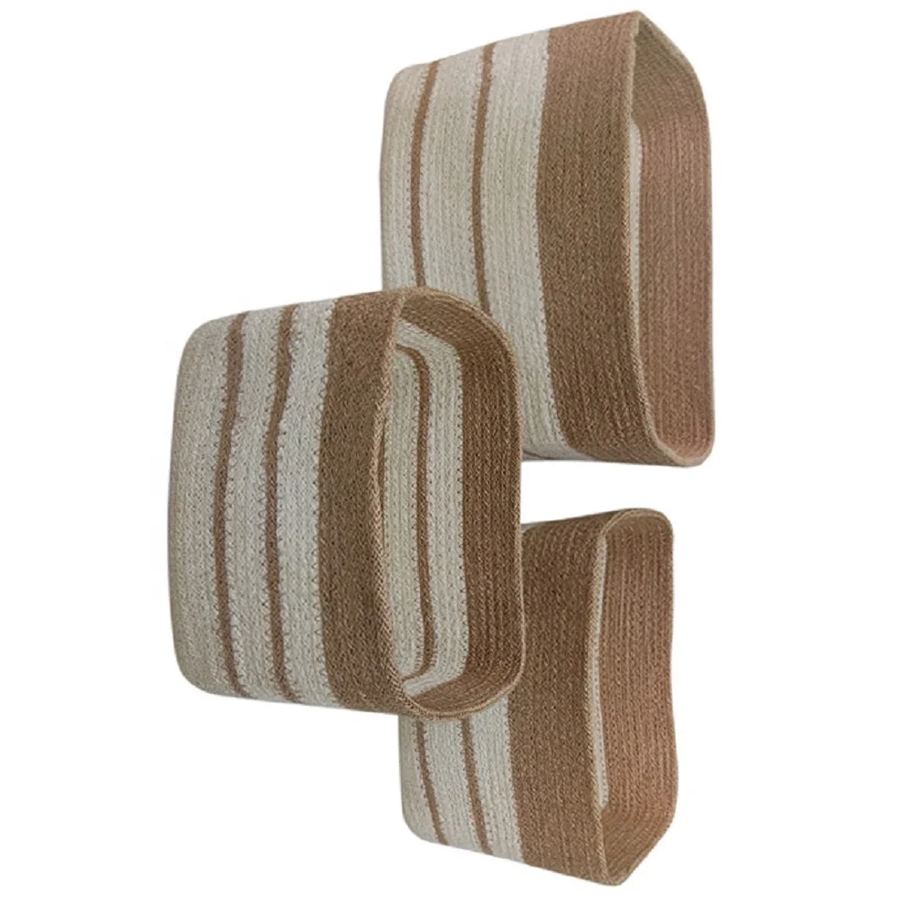 Customized Eco-friendly Sustainable Wholesale Beautiful Jute Rope Storage  Baskets For Home.
