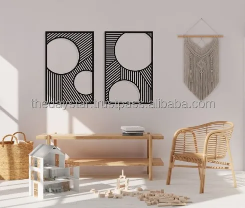 Completely Customisable Modern And Unique Metal Black Geometric Wall Art For Indoor Or Outdoor Decor