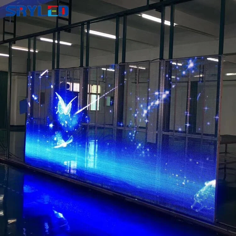 Pantallas Led Interior HD Advertising Video Wall Indoor Outdoor P3.91-7.82 Transparent Glass Window wall Led Display screen