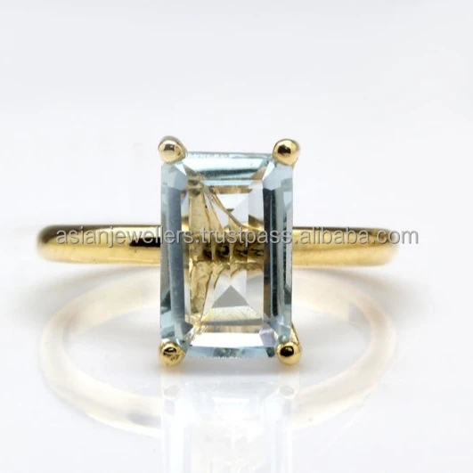 Blue Topaz Quartz Gemstone Ring in 925 Sterling silver Gold Plated Stacking Handmade Silver Beautiful Indian Jewellery.