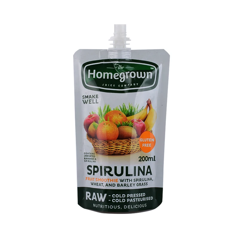 350G 150Microns Green MATT OPP/PET/PE Registered Matte Heat Sealing Plastic Liquids Juice Stand Up Spout Pouches Bag With Handle