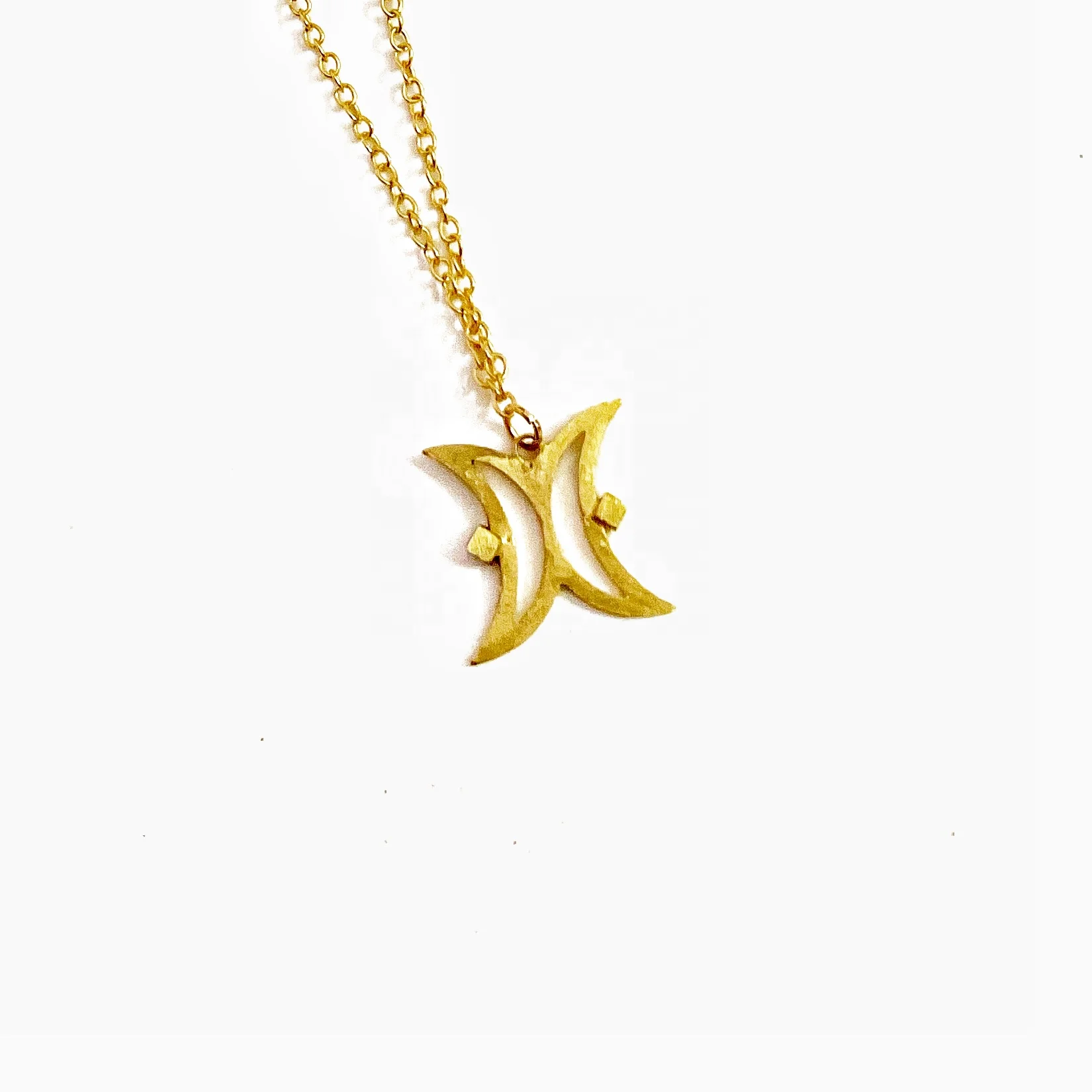 Handmade gold plated gold filled OEM custom made dainty symbolic necklace pendant with chain high quality natural finish 18k