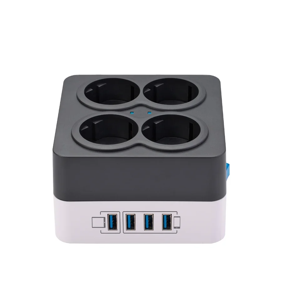 Schuko 4-outlet surge protector extension socket USB charge