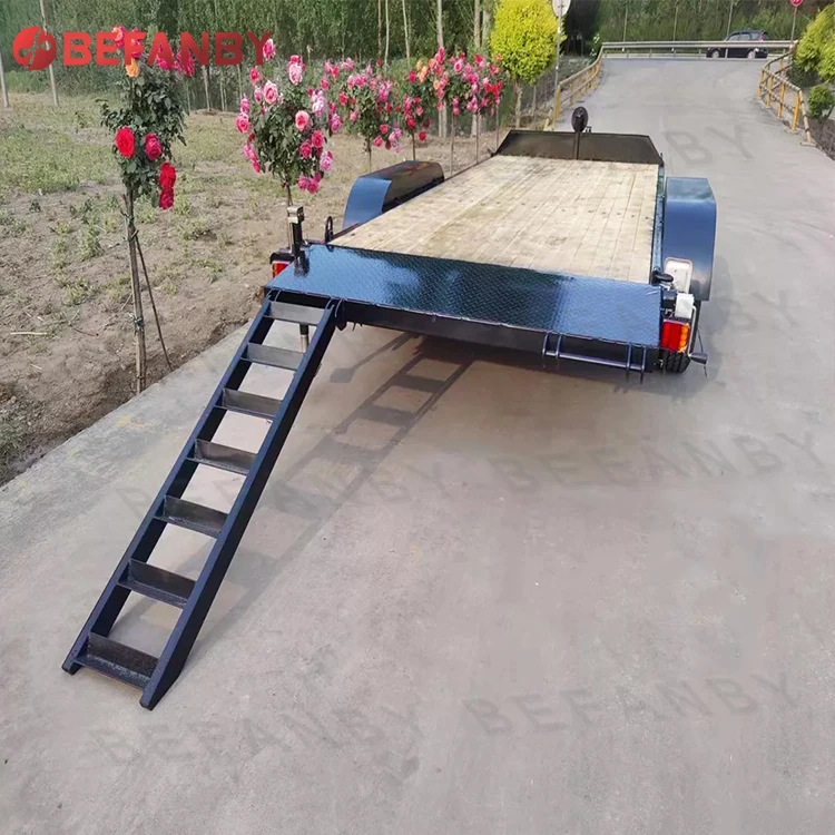 Car Hydraulic 3 Tonne Trailer Low Bed Tilt Trailer Tandem Car Trailer With 12000 LBS Winch
