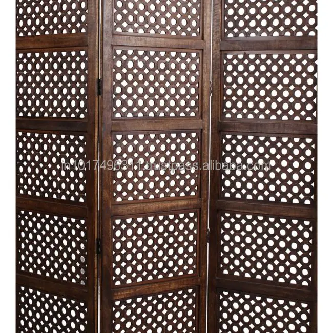 Ручной работы 3 панели межкомнатные деревянные перегородки & для комнат (коричневый) твердой древесины декоративные настенные экраны (свободный стоящий)