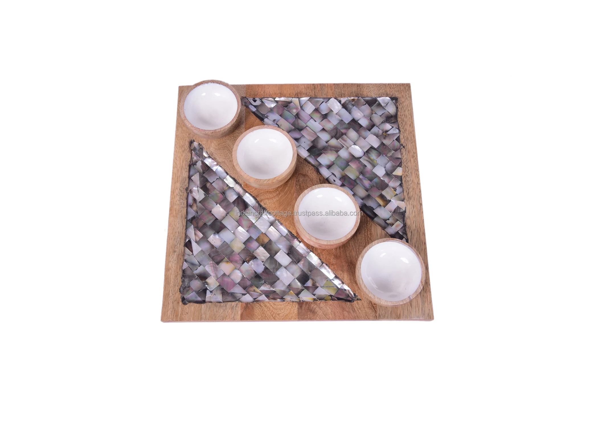 Черная перламутровая деревянная тарелка для закусок круглый сервировочный поднос деревенские тарелки сервировочные с четырьмя чашами
