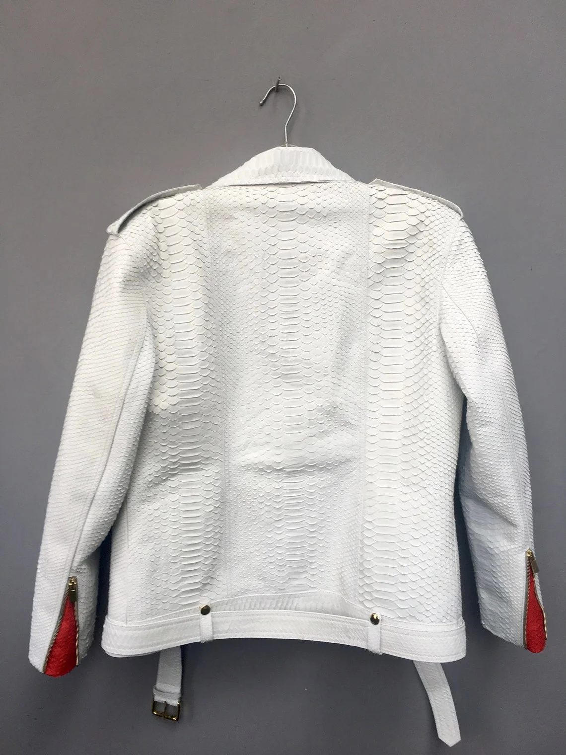 Custom brand white Python Leather Unisex Jacket, Python Leather Classic Fitted jacket wholesale factory