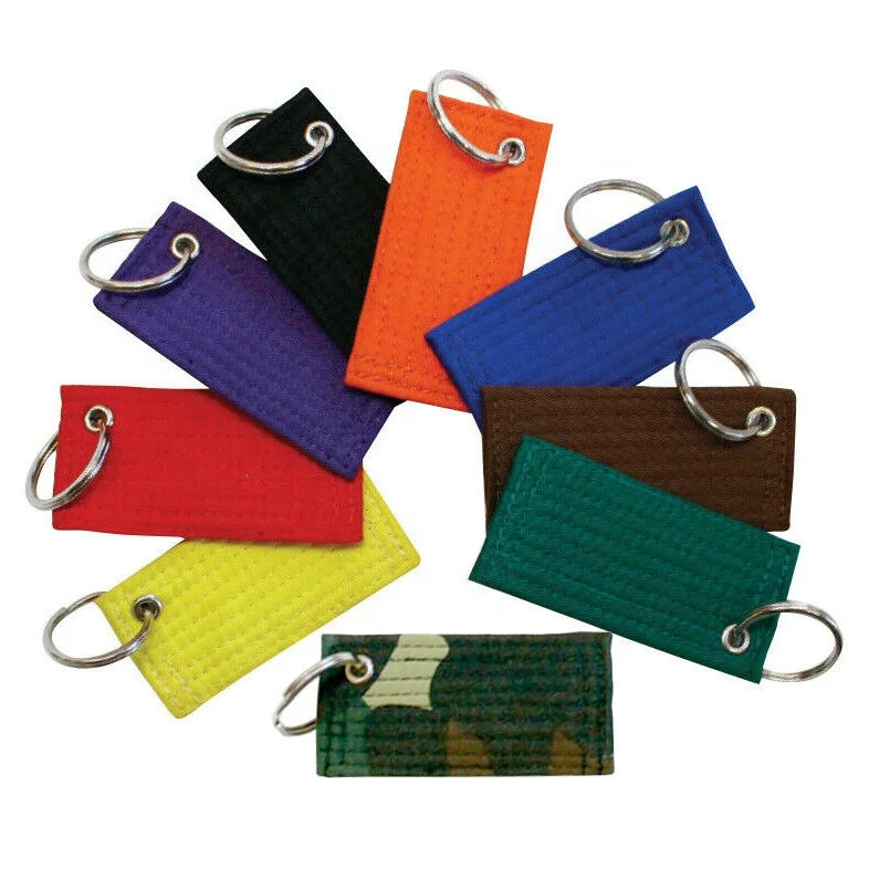 Cheap Wholesale Martial Arts Taekwondo/Karate Mini Belt Key Chains Accessory Custom Embroidery Martial Arts Belt Key Chain