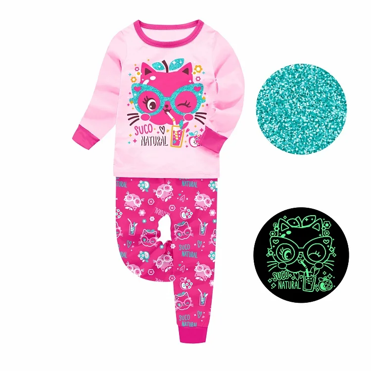 Barbieliya girl cotton pyjamas wholesaler  ship from China  glow in the dark kids pajamas