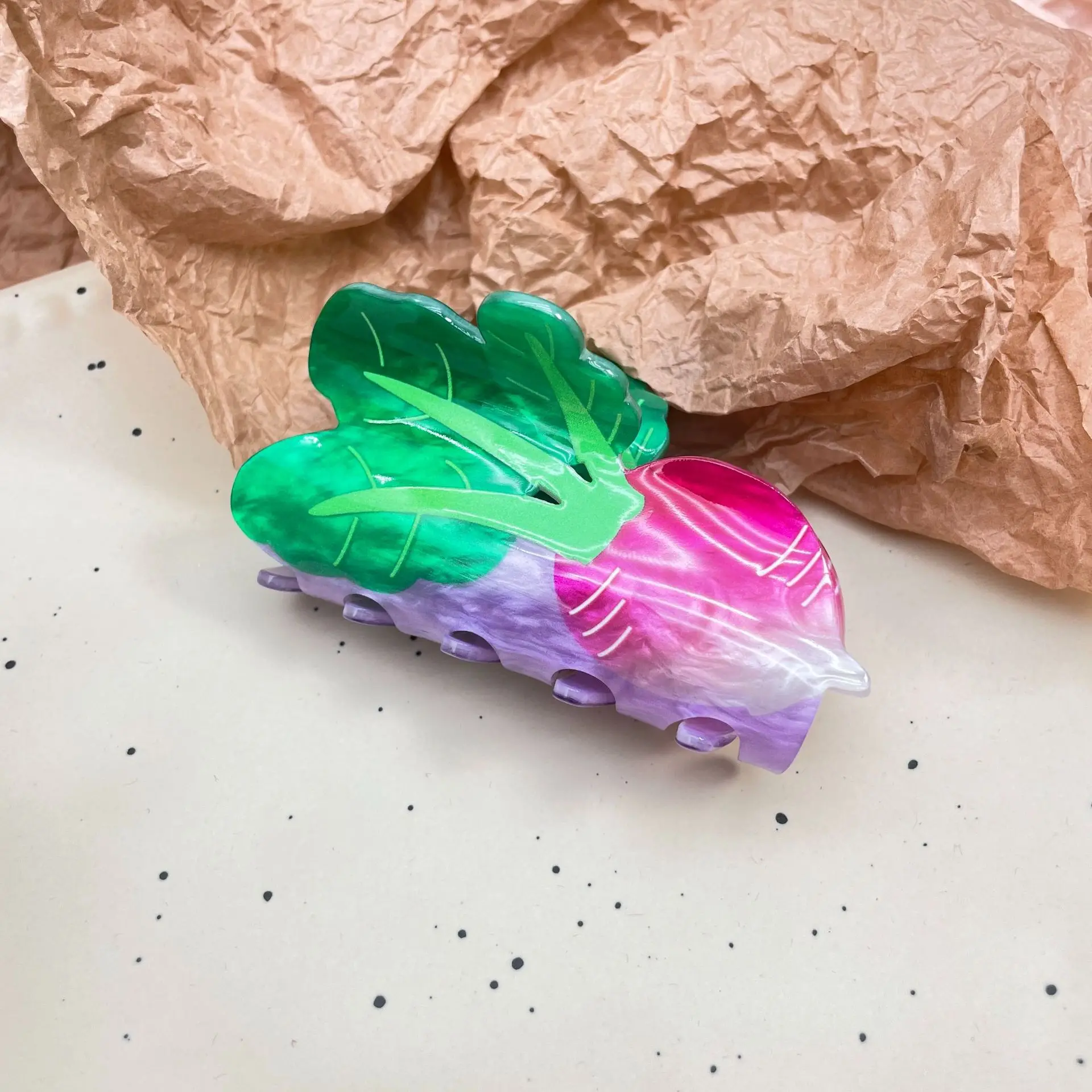 New Acrylic korean Cartoon Flower Tomato Crab Carrot Women Hair Claw Wholesale Shark Clip Headwear