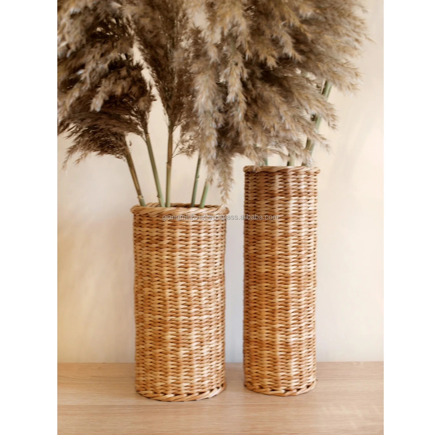 Woven seagrass dried flower vase rattan wicker seagrass vase boho floor vase for home decor