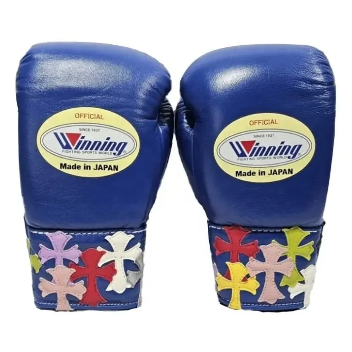 Winning Blue Embroidered Boxing Gloves Training Sportswear Winning Boxing Gloves Customized Your Own Logo