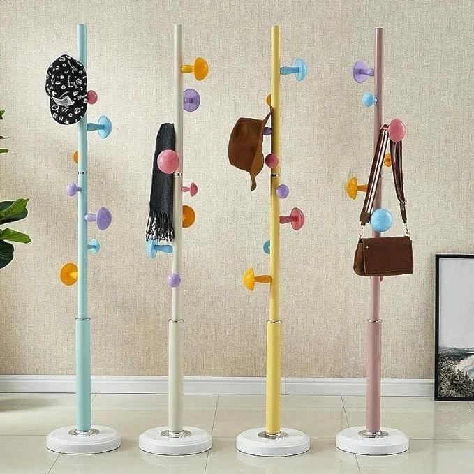 Creative Mushroom Type Coat Rack Hanger Metal Tube Plastic Base
