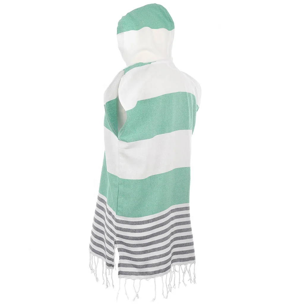 Wholesale Kids Hooded Surf Poncho Towel Custom Design Logo Embroidery Beach Changing Robe Super Absorbent Regenerated Cotton