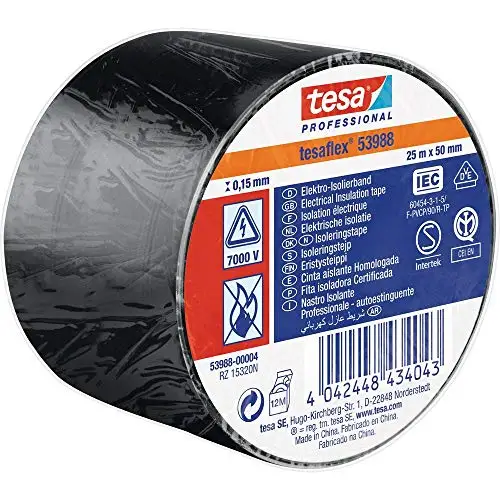 Premium Quality Tesa Professional 53988 Soft PVC Insulation Tape highly flexible and provides great adhesive strength.