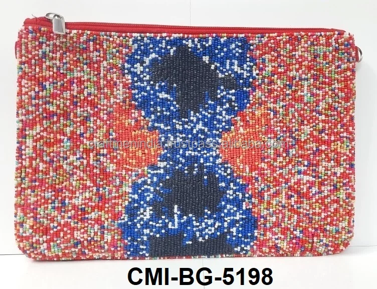 Cash Money Coin Purse - Seed Bead Wallet - Handmade beaded clutch insert- Bridesmaid Gifts - Zippered Pouch