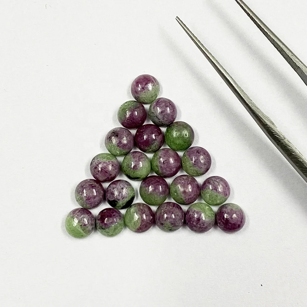 Top Quality 8mm Natural Ruby Zoisite Round Flat Cabochon Loose Gemstone For Ring Jewelry Making Certified Gemstones Manufacturer