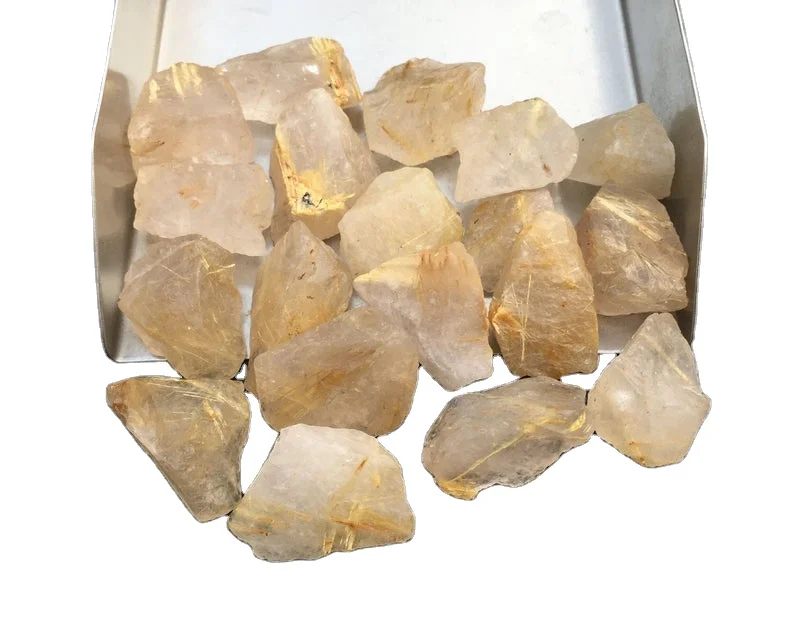 10 Piece Natural Golden Hair Rutile Quartz Loose Gemstone Untreated Raw Top Quality Making Rough Jewelry