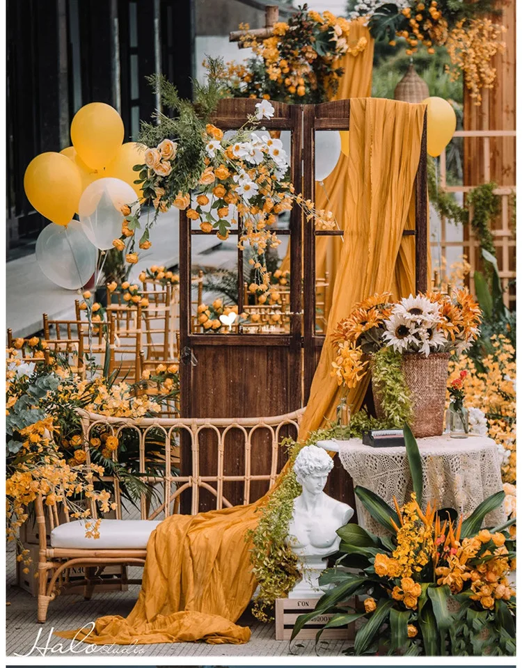 Fabric Milk Silk Wedding Arch Backdrop Drape Valance Stage Veil wedding Ceiling Decoration Hanging Decor Fabric