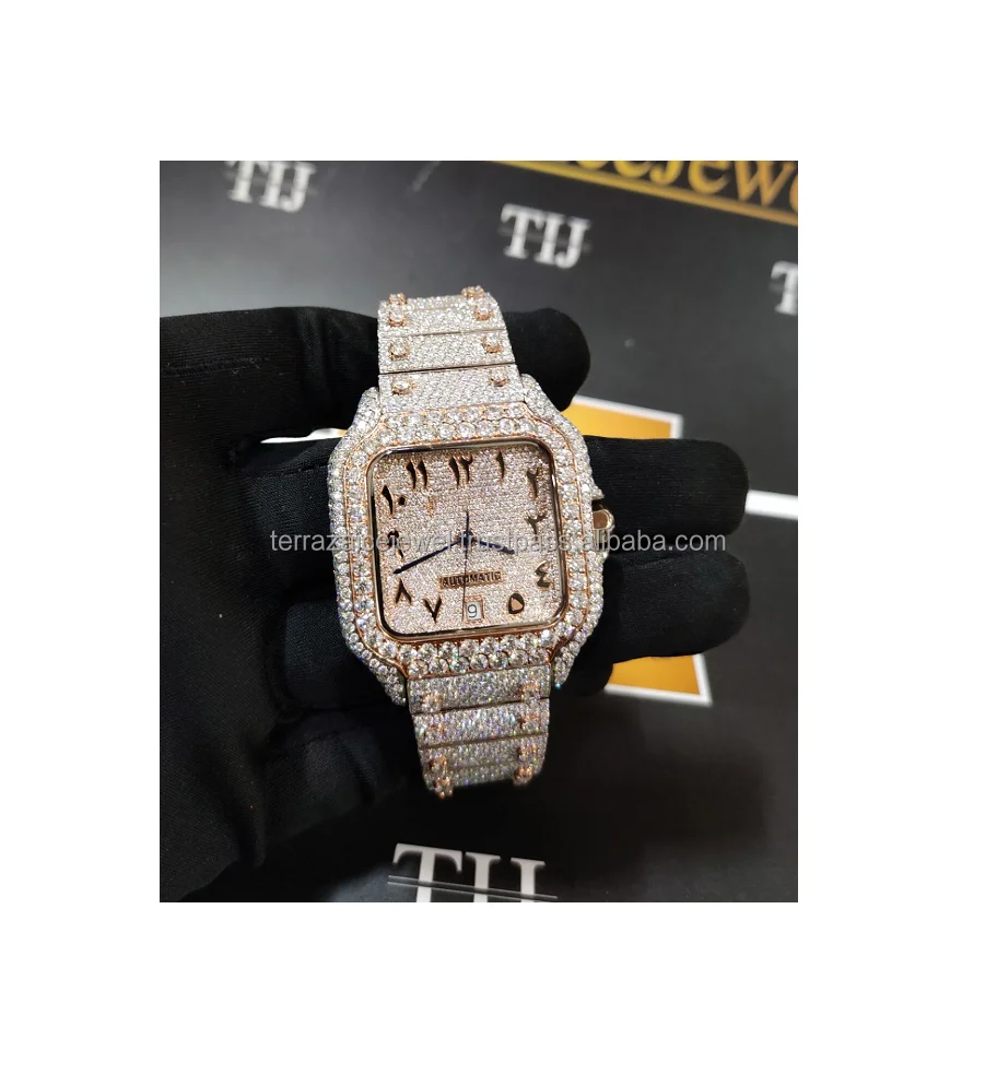 High quality luxury jewelry Moissanite Diamond Watch Iced out Moissanite Rap Singer Hip Hop Watch