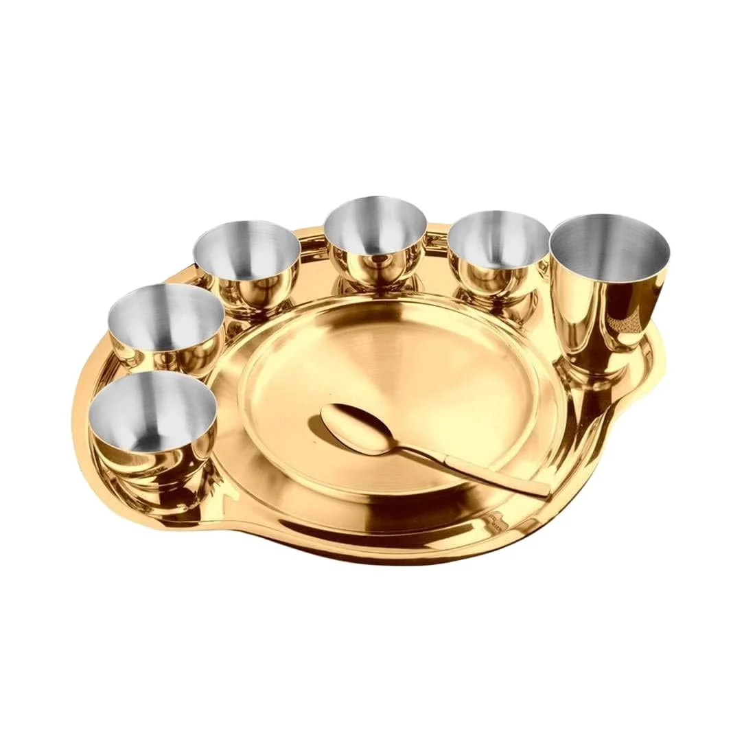 Premium Stainless Steel Dinner Set High Grade Quality-with Silver Kitchen Thali Set for Home Best Dinnerware Tableware Set