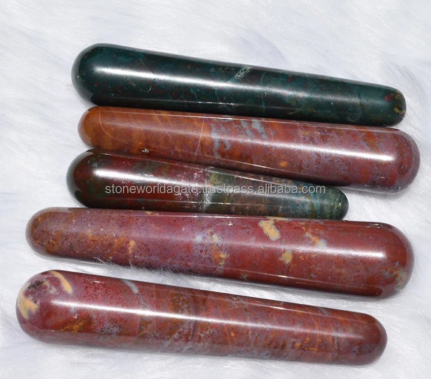 Crystal Bloodstone Massage Wand, Smooth Polished Wand Massager Wholesale Bloodstone Wand for Sale Form Stone World Agate Natural