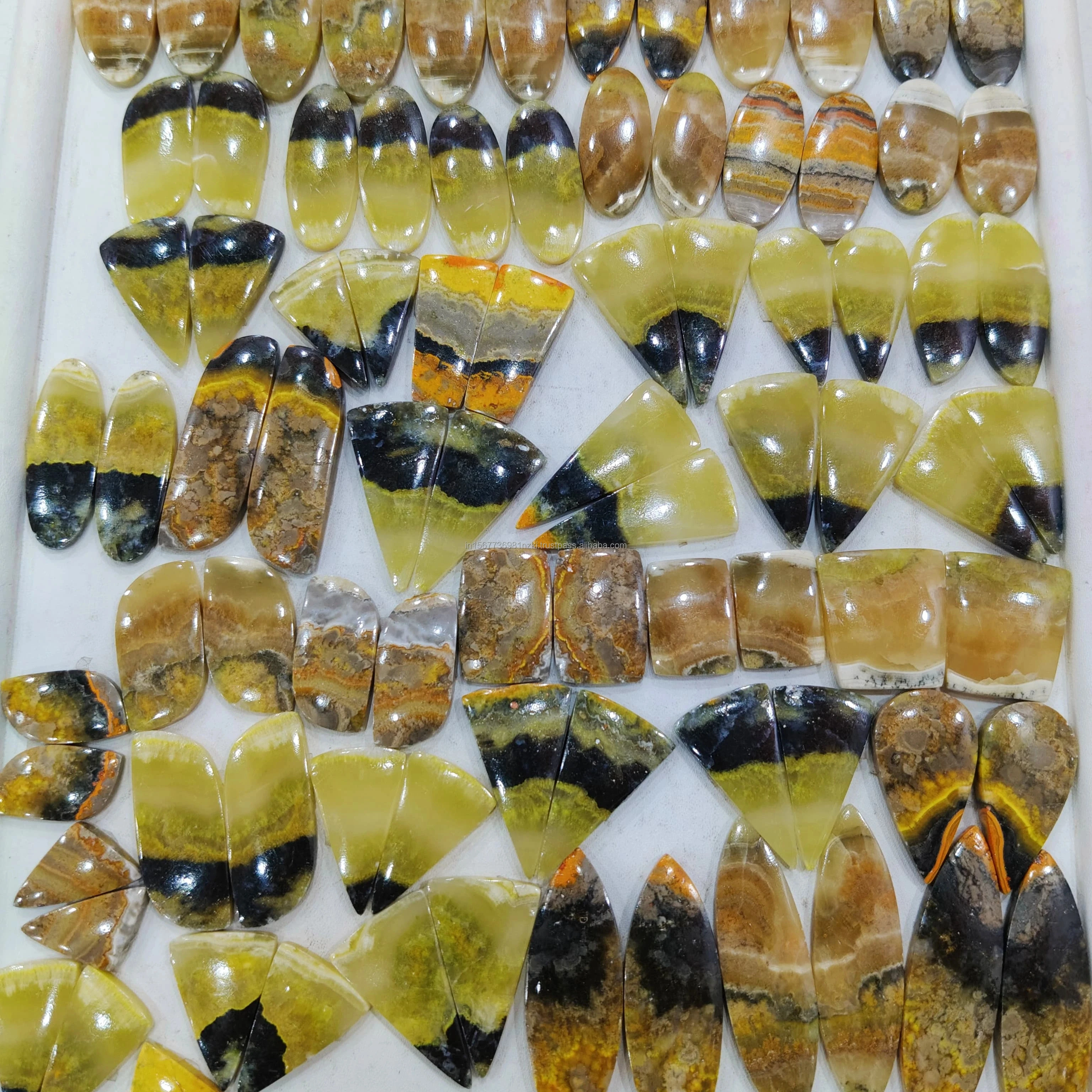 AAA+ Quality Free Size Bumble Bee Jasper Cabochon Pair Stone Best Quality Product Light Weight Material Natural Stone Pair