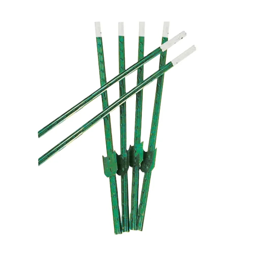 1.25 lb. per ft.  5 ft. 5 in. feet Standard green and white painted filed fence studded T post