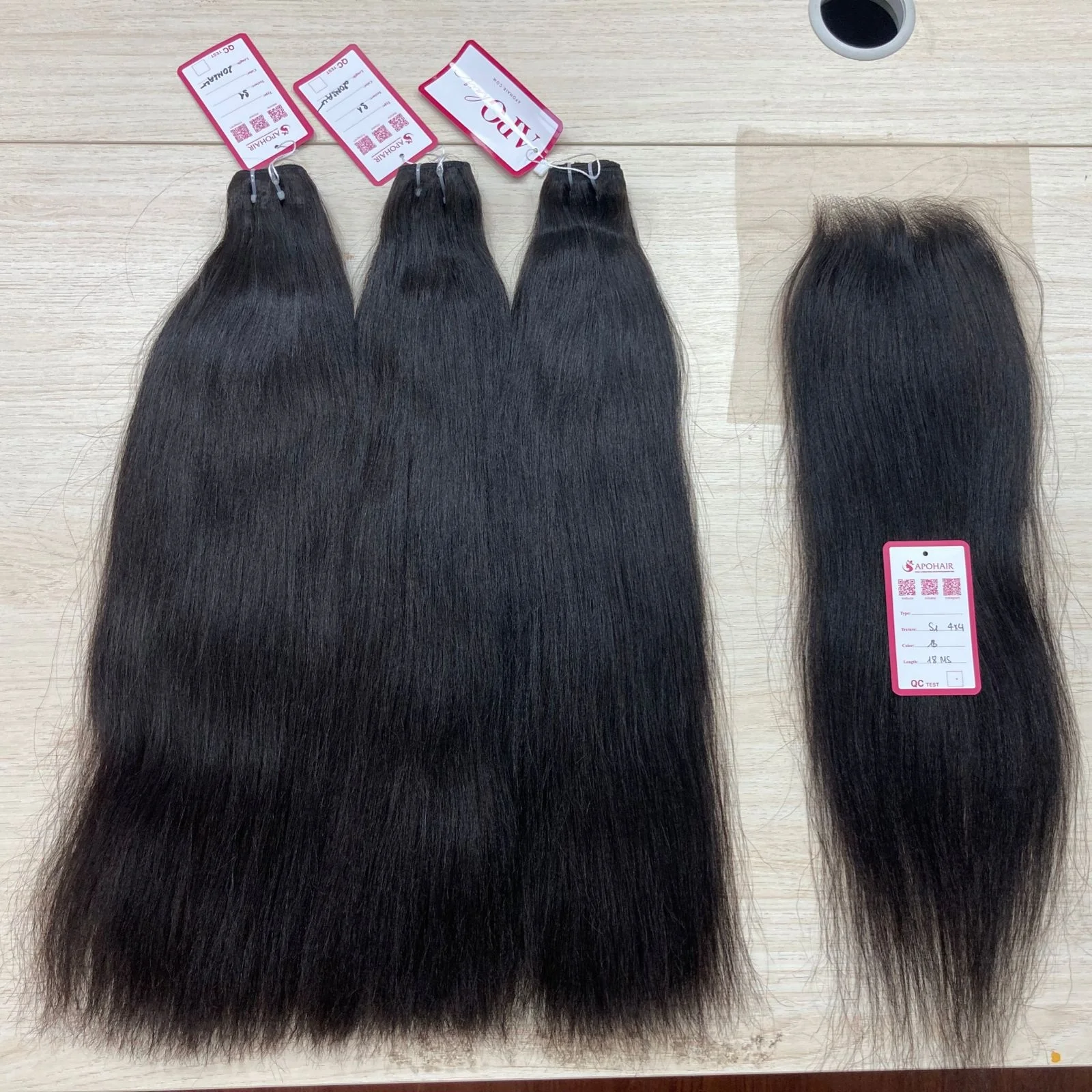 Wholesale 20-Inch Yaki Straight Human Hair Extensions Natural color 100grams Sewing Machine Weft No Chemical Processing