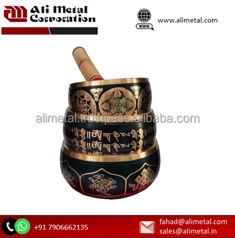 Fully Customizable Tradition Hand Forged Brass Meditation Bowl Warm Tones Metal Model Religious Style Print