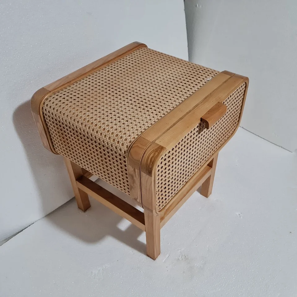 
High end finishing wooden rattan night stand made in Vietnam 