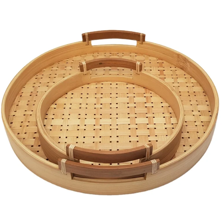 Woven bamboo tray bamboo product made in Vietnam bamboo set tray round tray