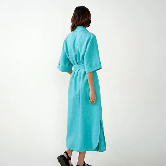 Natural Linen Maxi Dresses clothing White Beach Long Custom Linen Dresses Women Autumn Wrap Casual Summer Dress for Women