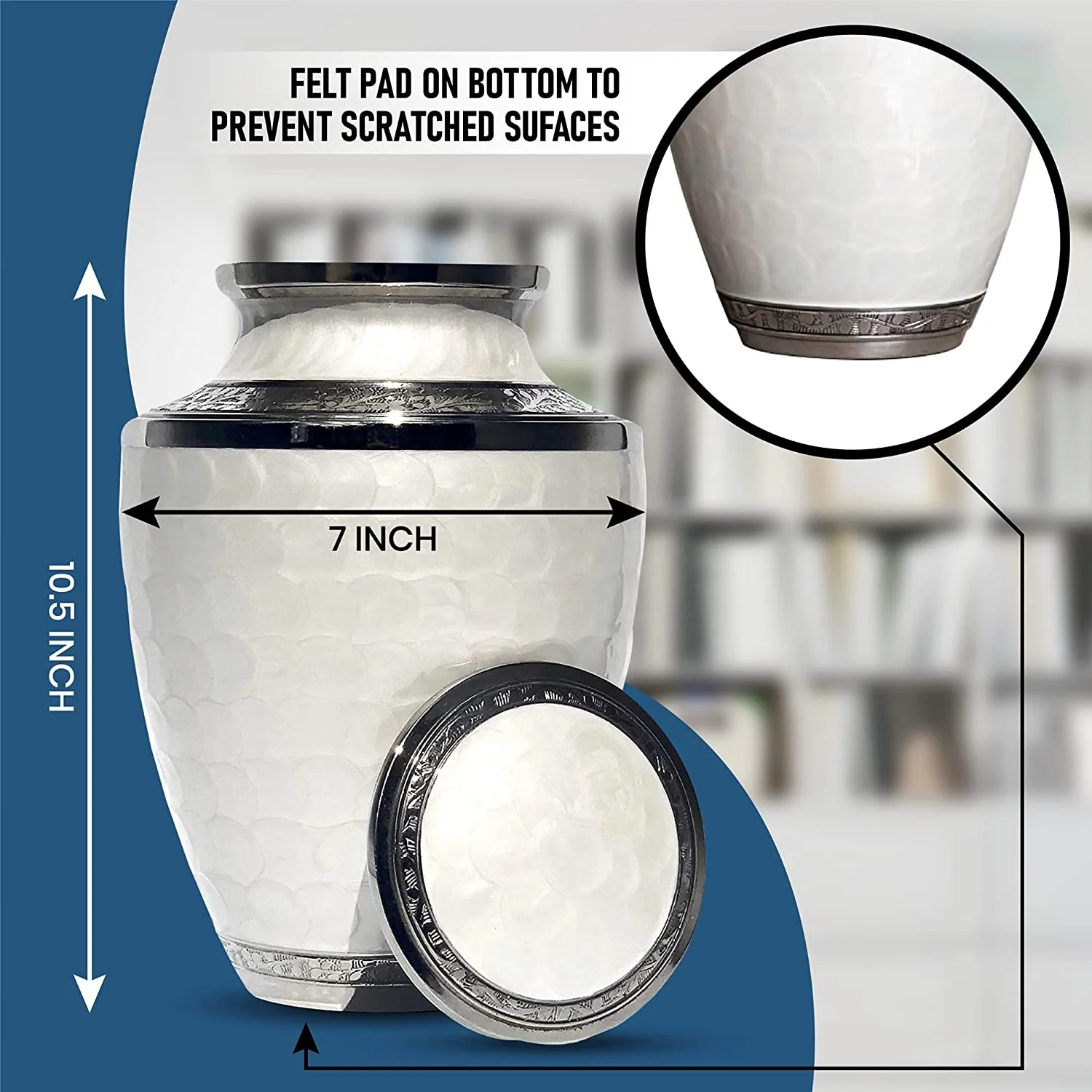 Top Amazon Selling Funeral Urns Classic Pearl White Design Aluminium Urns For Funeral Homes & Directors Wholesale