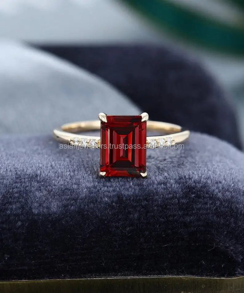 Garnet Quartz & CZ Gemstone Ring in 925 Sterling silver Gold Plated Stacking Handmade Silver Beautiful Indian Jewellery.