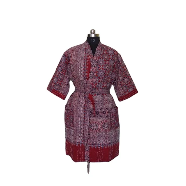 Цветочное одеяло Kantha хлопковое кимоно банный халат куртка подружки невесты пляжная одежда платье для беременных