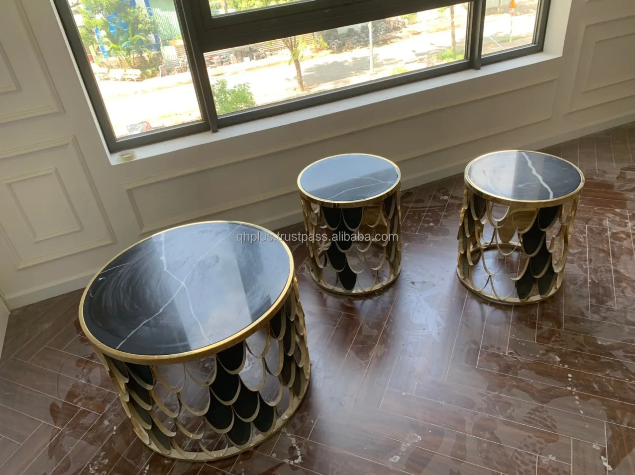 Modern coffee tables wooden tea coffee table for living room furniture quartz stone top Vietnam