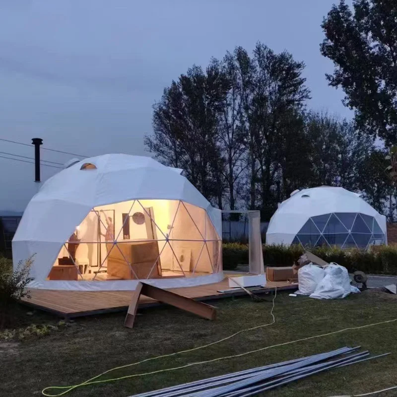 Trade Show Tent 8m Diameter Igloo Geodesic Dome Steel Structure Camping Tent Hotel Luxury Dome House Glamping Round Dome Tent