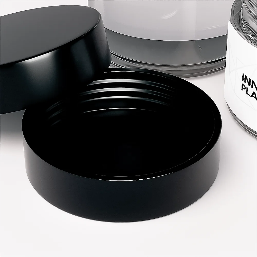 Food Grade HDPE PET Ball Shape Jar Empty Storage Container Round Clear Plastic Jars with Aluminum Lids INNORHINO