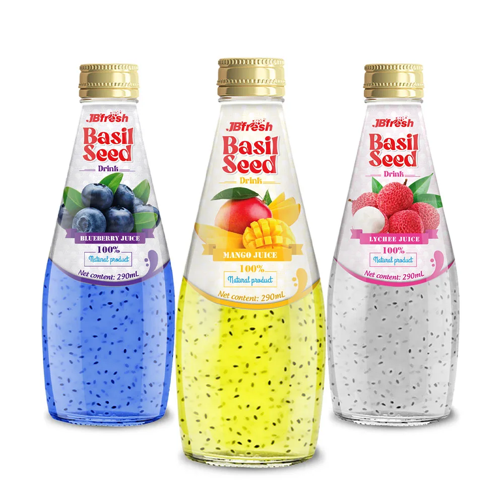 JBFRESH 290 мл стеклянная бутылка напитки из семян базилика с соком манго высококачественный фруктовый сок здоровый напиток производитель вьетнамский