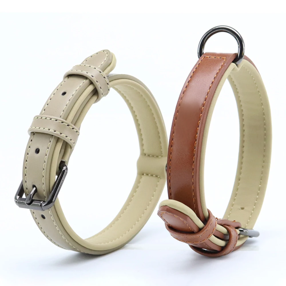Hot Selling Soft Super-fiber Leather Pet Collars with D ring Double Thickened Design Collar for Dog