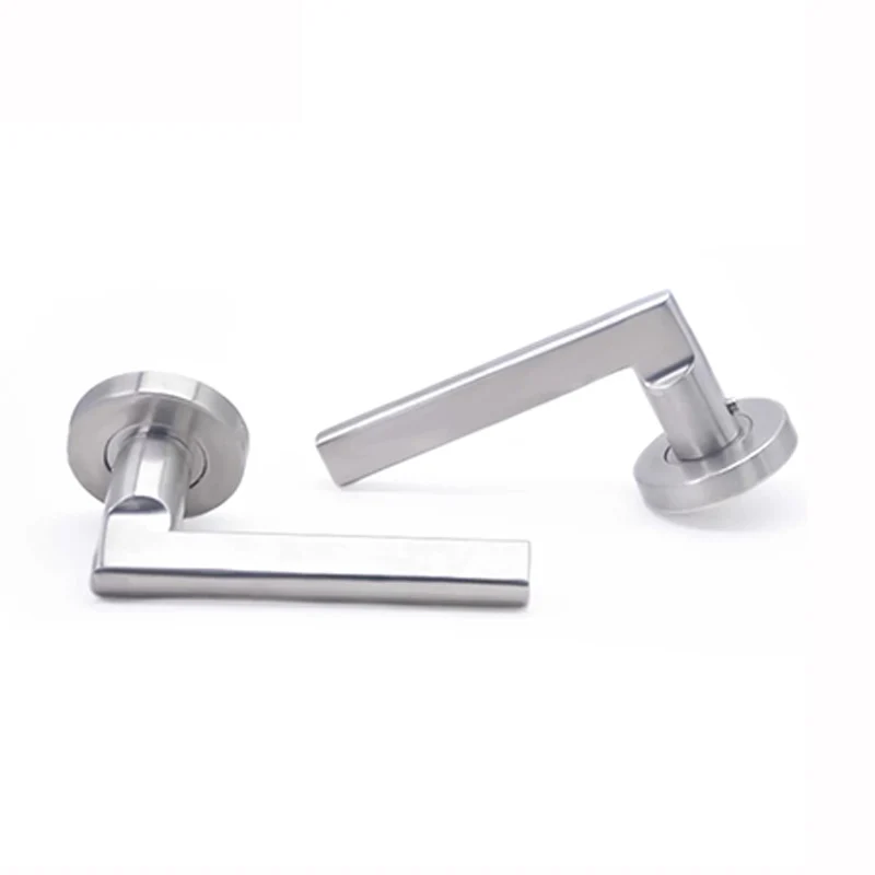 Modern Luxury Matt Black Door Handle Stainless Steel Interior Bedroom Door Lever Handle Double-Sided Entry Bathroom Door Handle