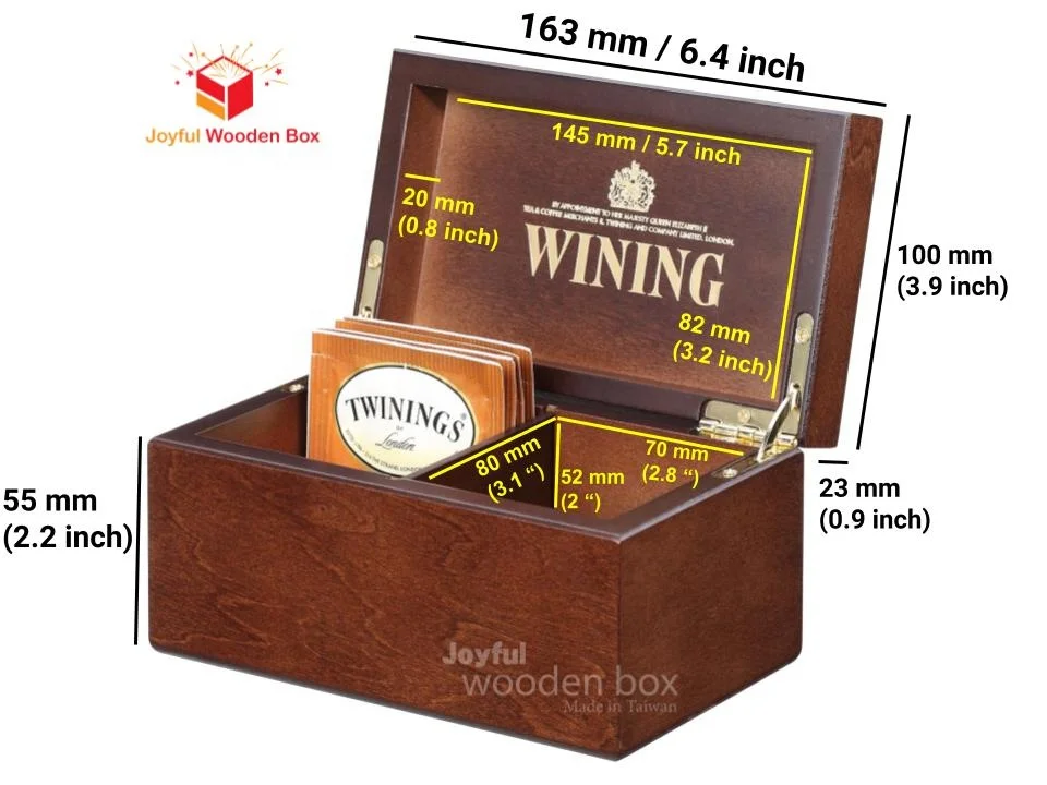 Elegant custom Wooden  presentation organizer, storage  box 2 compartment  for tea bags / small item