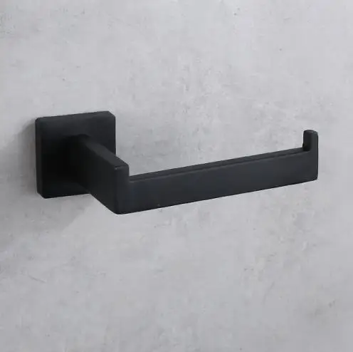 Minimalist Matte Black Stainless Steel Wall Mounted Toilet Tissue Paper Towel Roll Holder for Bathroom