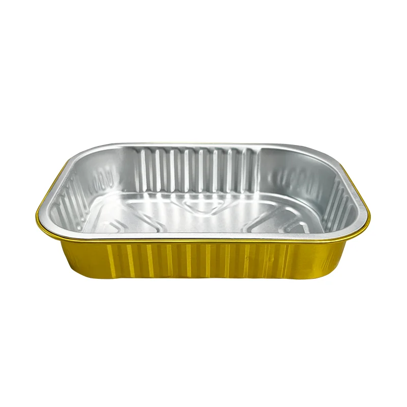 Low Moq Gold Rectangular Aluminum Foil More 20 Sizes Smoothwall  Gold Foil Container Aluminum Food Tray
