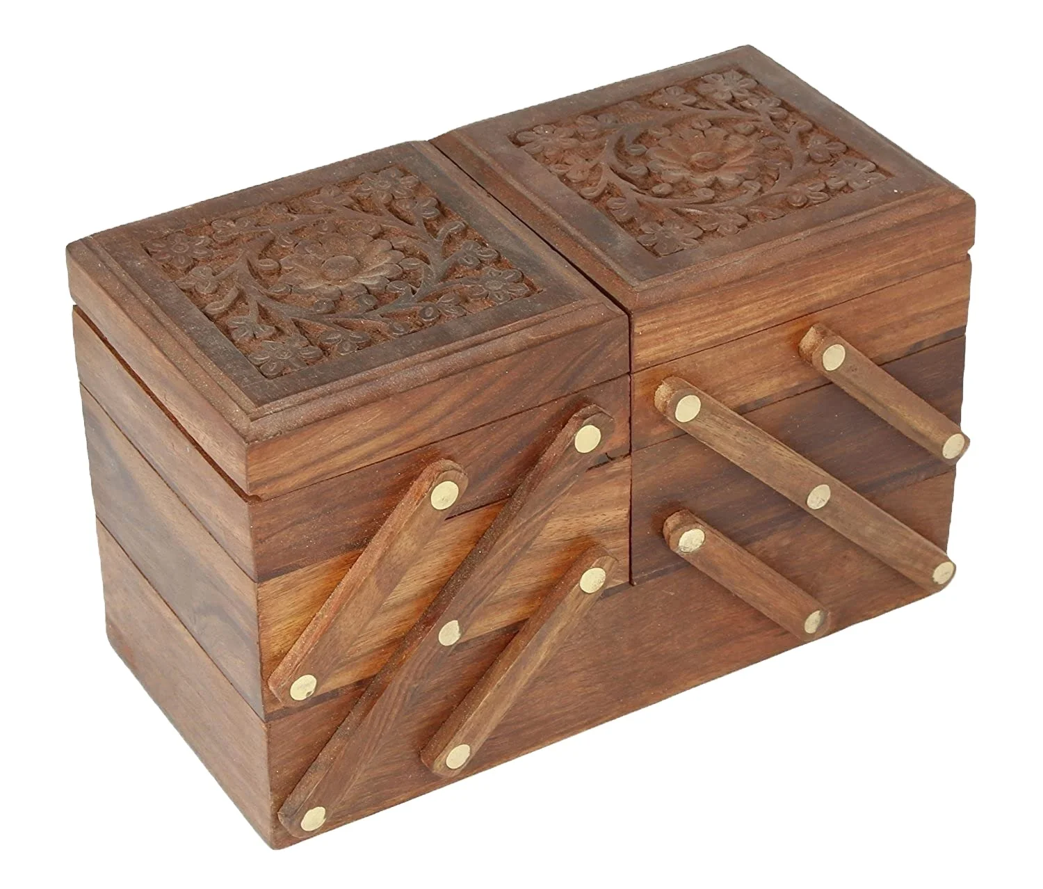 Customize Wooden Carving Box with lock key Fashion Jewelry New Design Handmade India sheeri handicraft
