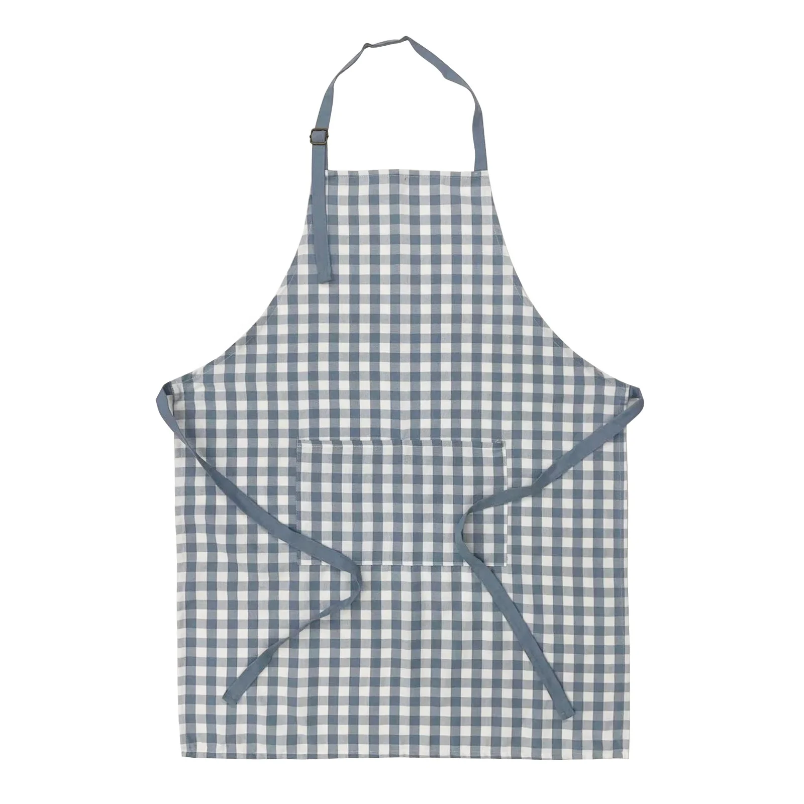 French blue elegant check stripe plain pattern style 100% Polyester apron