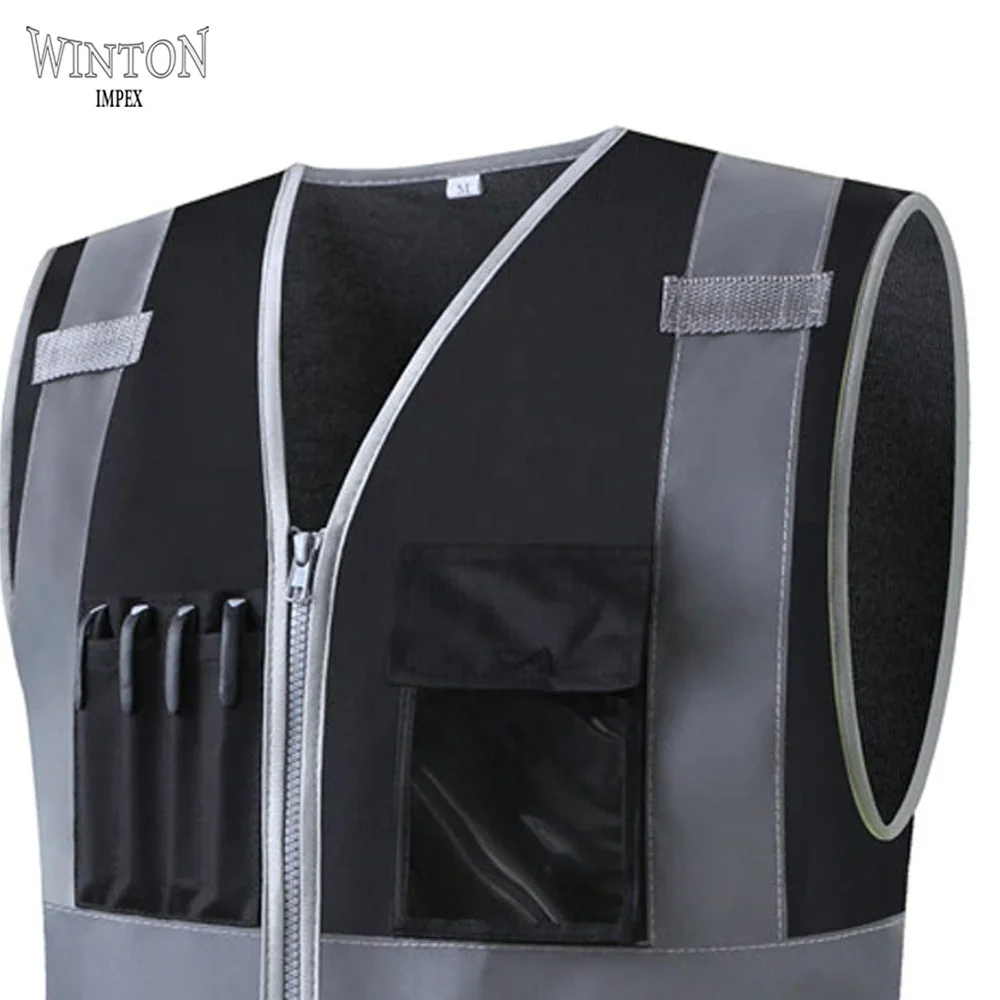 2021 OEM Custom Wholesale High Visibility Safety reflective Vest Black Cheap Reflective Vest Running Vest