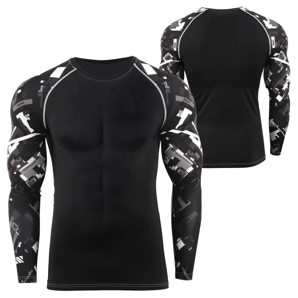 OEM Design compression MMA rash guard/Sublimation Printed Long Sleeve MMA Rash Guar