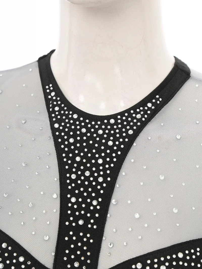 Custom Wholesale Dancewear Women Dance Costume Jumpsuit Sequin Rhinestone Sexy Clubwear Pole Dance Wear Bodysuit For Women